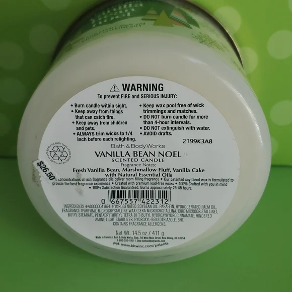 Vanilla Bean Noel 3 Wick Candle Bath & Body Works 14.5 oz - Picture 3 of 4